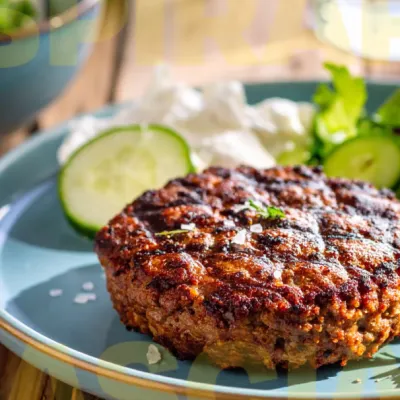 Hamburger di Bovino Adulto con insalata di cetrioli e yogurt greco