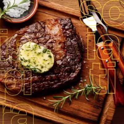 Costata alla piastra con burro aromatizzato al rosmarino