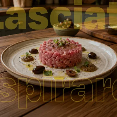 Tartare di Vitello con crema di Olive Taggiasche e senape dolce