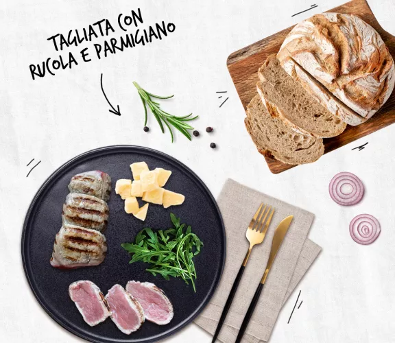 Tagliata con rucola e grana
