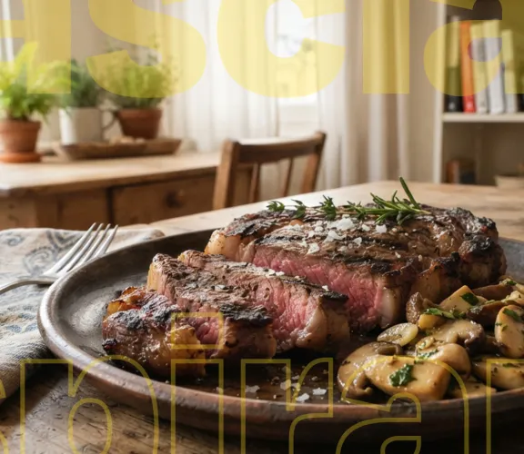 Costata con porcini, rosmarino e fiocchi di sale
