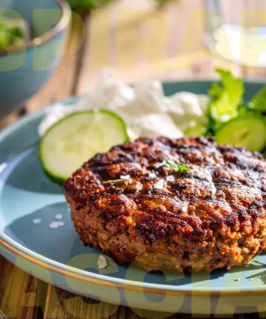 Hamburger di Bovino Adulto con insalata di cetrioli e yogurt greco