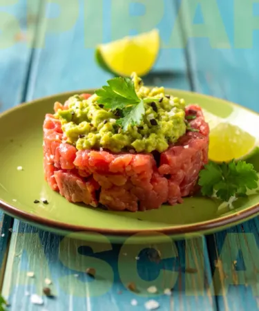 Battuta con crema di avocado e lime