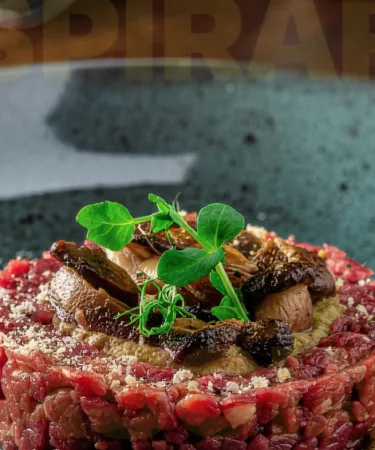 Battuta con crema di castagne e funghi porcini