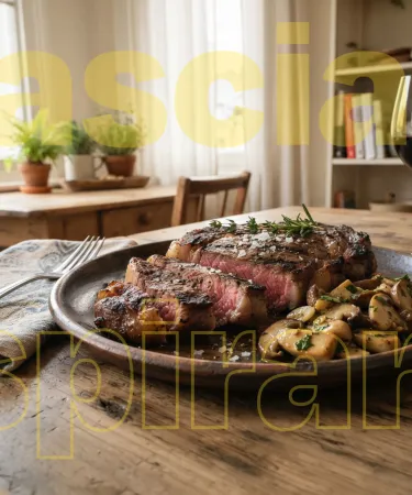 Costata con porcini, rosmarino e fiocchi di sale